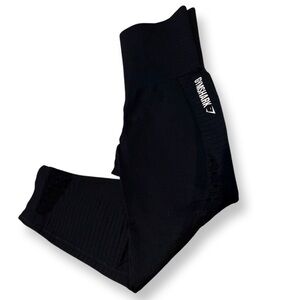 GYMSHARK Black Crop leggings size XS see-through cut out design.